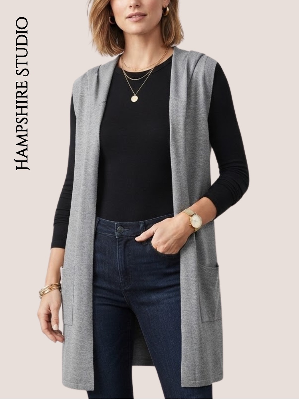 Cardigan • NWT
Hampshire Studio• Grey Sleeveless Open Front Duster